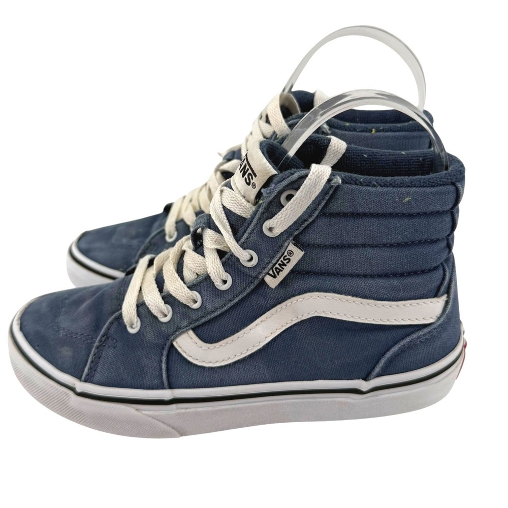 Vans Sk8-Hi Kids Navy Blue White High Top Skate Sneakers Size 2Y Youth